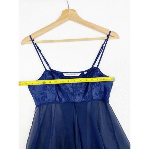 Vintage y2k Victoria’s Secret Babydoll Tank Sheer Size XS Blue Lingerie 2000's - Picture 3 of 9